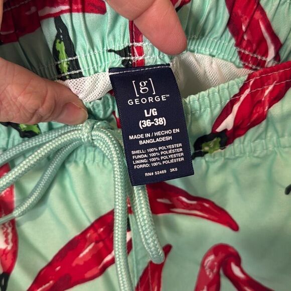 George Men’s Swim Trunks – Chili Pepper Print, Size Large, 5.5” Inseam - Picture 5 of 8